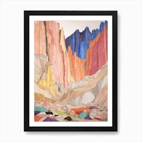 Mount Whitney United States 4 Colourful Mountain Illustration Art Print