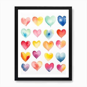 Watercolor Hearts 2 Art Print