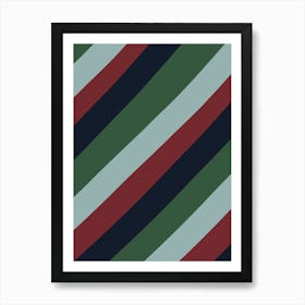 Festive Christmas Stripes Red Green Blue Art Print