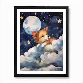 Baby Wolf 2 Sleeping In The Clouds Art Print