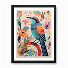 Colourful Scandi Bird Hummingbird 2 Art Print
