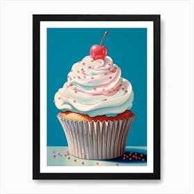 Cupcake With Sprinkles Vintage Cookbook Style 4 Art Print