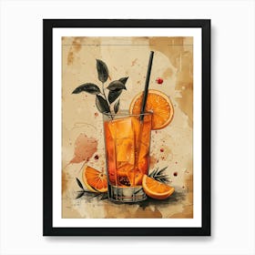 Cocktail With Orange Slices 1 Art Print