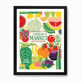Farmers Market Poster Kitchen Fruits And Veggies Art Print