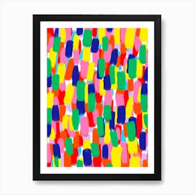 Rainbow Colours Abstract Paint Brush Strokes Art Print