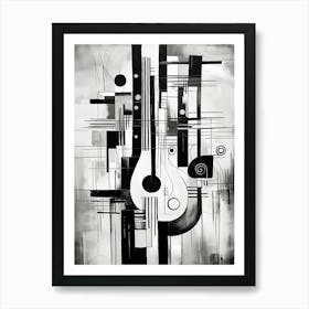 Music Abstract Black And White 2 Art Print