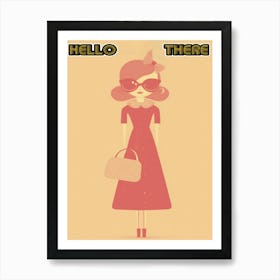 Hello There Retro Girl Art Print