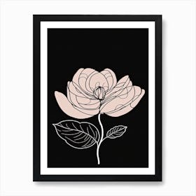Line Art Lotus Flowers Illustration Neutral 4 Art Print