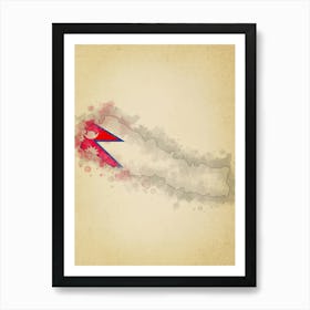 Nepal Flag Vintage Art Print