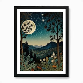 Moonlight In The Woods Style William Morris Art Print 11 Art Print