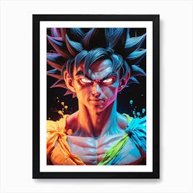 Goku Dragon Ball Z Neon Iridescent (29) Art Print