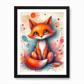 Cute Fox Cub Painting Art Print