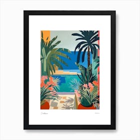 Santorini Greece Matisse Style 2 Watercolour Travel Poster Art Print