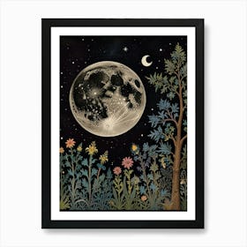 Moon In The Garden Style William Morris 1 Art Print Art Print