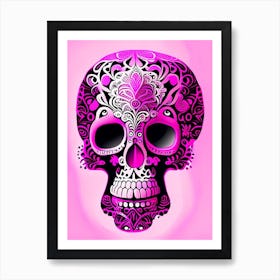 Skull With Intricate Henna Designs 3 Pink Pop Art Art Print