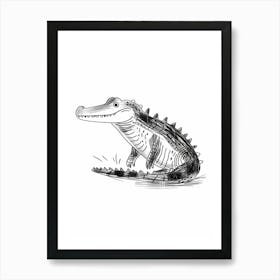 B&W Crocodile Art Print