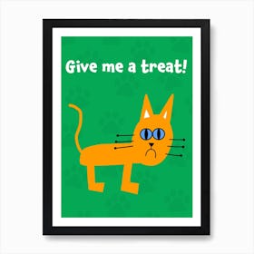 Green and Orange Cat Art Print