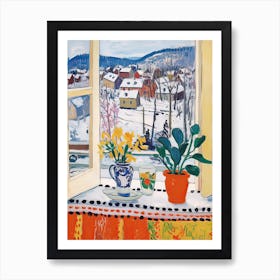 The Windowsill Of Oslo   Norway Snow Inspired By Matisse 4 Art Print