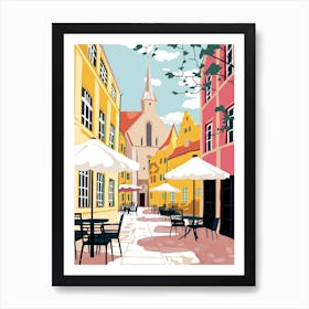 Odense, Denmark, Flat Pastels Tones Illustration 4 Art Print