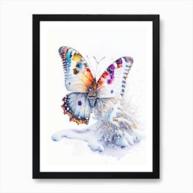 Butterfly In Snow Decoupage 1 Art Print