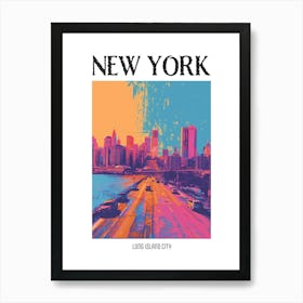 Long Island City New York Colourful Silkscreen Illustration 4 Poster Art Print