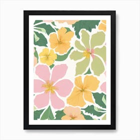 Hibiscus Pastel Floral 1 Flower Art Print