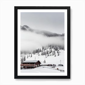 Termas De Chillán, Chile Black And White Skiing Poster Art Print