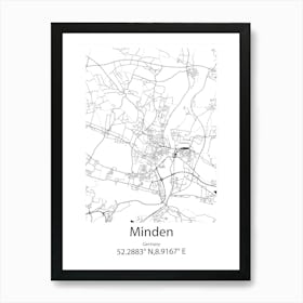 Minden,Germany Minimalist Map Art Print