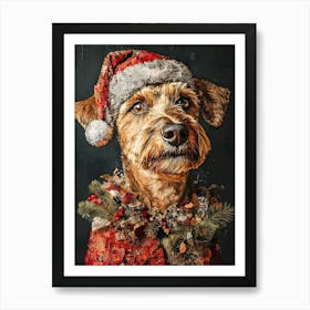 Christmas Airedale 9 Art Print