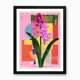 Hyacinth 2 Neon Flower Collage Art Print