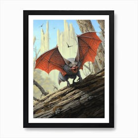 Disk Winged Bat Vintage Illustration 1 Art Print