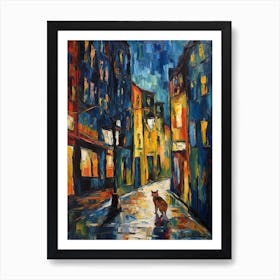 Painting Of New York With A Cat In The Style Of Expressionism 2 Art Print
