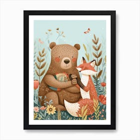 Brown Bear A Bear And A Fox Storybook Illustration 3 Art Print