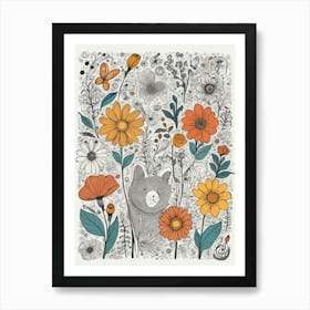 Cat In The Garden 13 Art Print