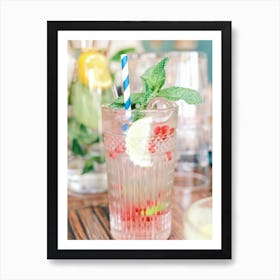 Water glass with Fruits  Art Print