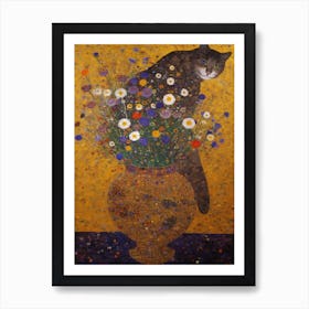 Statice With A Cat 2 Art Nouveau Klimt Style Art Print