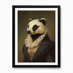 Royal Lady Badger Vintage Portrait, Victorian Animal Print, Dressed Cute Animal Altered Art, Renaissance Animal , Animal Lover Gift Art Print