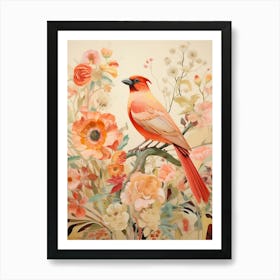 Northern Cardinal 2 Detailed Bird Painting Art Print