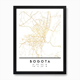 Bogota Colombia City Street Map Art Print