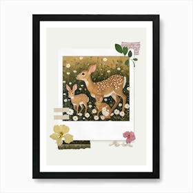 Scrapbook Deer And Bunnies Fairycore Painting 4 Art Print