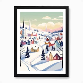 Vintage Winter Travel Illustration Kiruna Sweden 3 Art Print