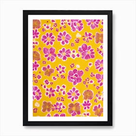 Orchid Floral Print Retro Pattern2 Flower Art Print