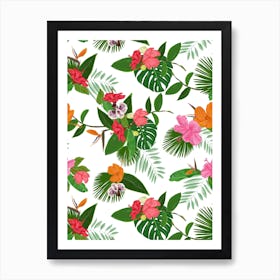 Hibiscus Flowers Pattern Art Print