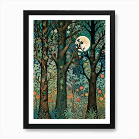 William Morris Moonlight In The Forest 159 Art Print