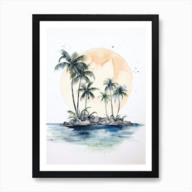 Watercolour Of Tulum Beach   Quintana Roo Mexico 2 Art Print