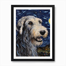 Irish Wolfhound Starry Night Dog Portrait Art Print