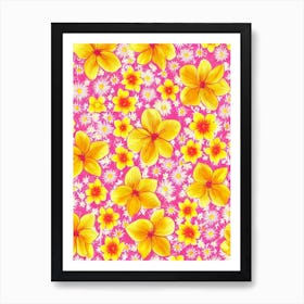 Daffodil Floral Print Retro Pattern 2 Flower Art Print