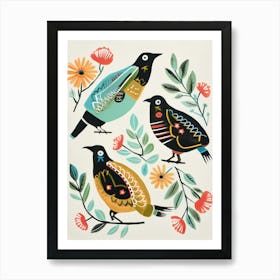 Folk Style Bird Painting Kiwi 3 Art Print