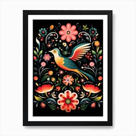 Folk Bird Illustration Hummingbird 1 Art Print