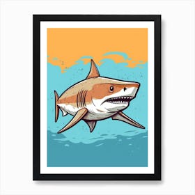 A Tiger Shark In A Vintage Cartoon Style 2 Art Print